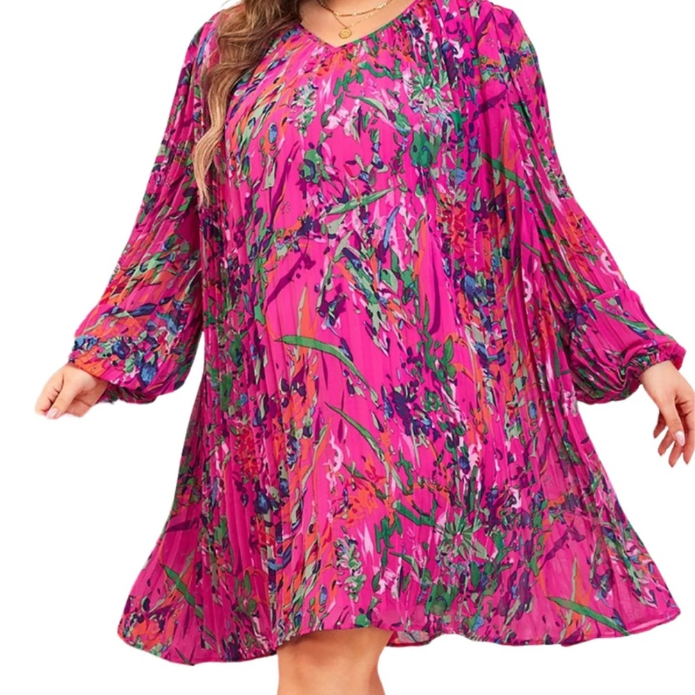The Gilded Oyster Boutique Vibrant Pink Floral Dress